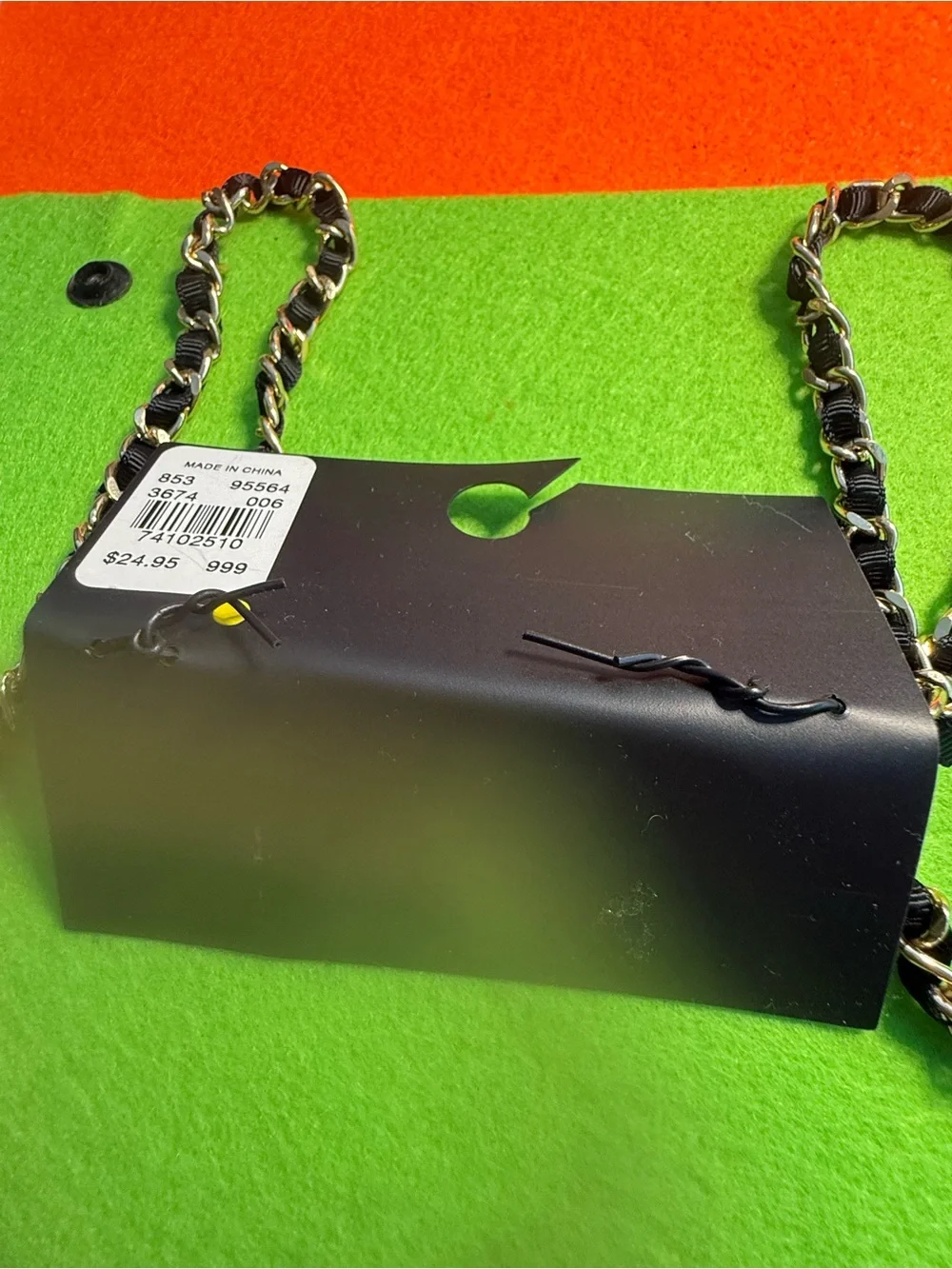 Gold and Black Chain Strap Key & Card Holder Accessory
